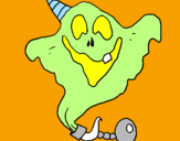 Desenho Fantasma com chapéu de festa pintado por diogo