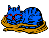 Desenho Gato na sua cama pintado por ana