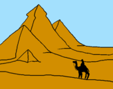 Desenho Paisagem com pirâmides pintado por amanda