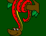 Desenho Serpente pendurada numa árvore pintado por teresa