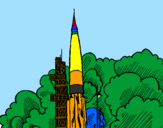 Desenho Lançamento foguete pintado por jean
