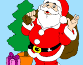 Desenho Santa Claus e uma árvore de natal pintado por -Paty-