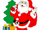 Desenho Santa Claus e uma árvore de natal pintado por teste1