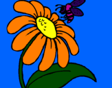Desenho Margarida com abelha pintado por heryckha