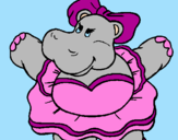 Desenho Hipopótamo com laço pintado por Marcia