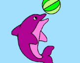 Desenho Golfinho a jogar com uma bola pintado por larissacn