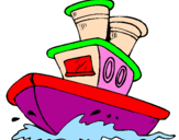 Desenho Barco no mar pintado por maria fernanda