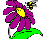 Desenho Margarida com abelha pintado por juliana.m