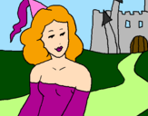 Desenho Princesa e castelo pintado por  vitoria zilio