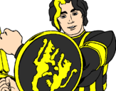 Desenho Cavaleiro com escudo de leão pintado por naldo