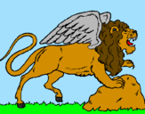 Desenho Leão alado pintado por lucas guilherme