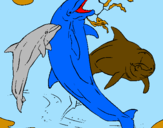 Desenho Golfinhos a brincar pintado por tiago