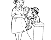 Desenho Enfermeira e menino pintado por bombeiro