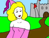 Desenho Princesa e castelo pintado por Joana 