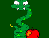 Desenho Serpente e maçã pintado por alex