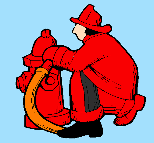 Desenho Bombeiro na boca de incêndio pintado por leticia3d