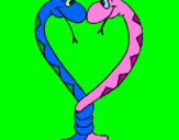 Desenho Serpentes apaixonadas pintado por pedro e mamae