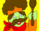 Desenho Chefe com bigode pintado por Camilly