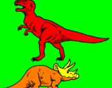 Desenho Tricerátopo e tiranossauro rex pintado por chelsea m...