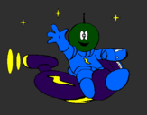 Desenho Marciano numa moto espacial pintado por LINA