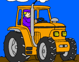 Desenho Tractor em funcionamento pintado por Gabriel