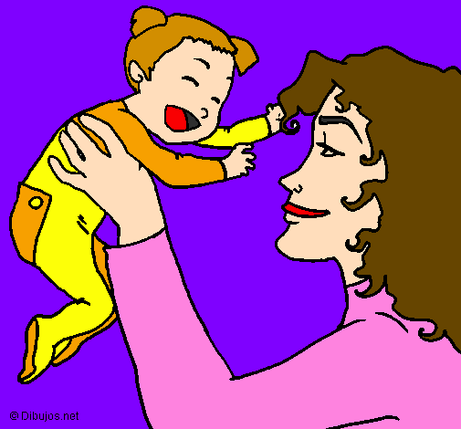 Desenho Mãe e filho  pintado por BEBÉ NAIZA