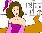 Desenho Princesa e castelo pintado por mulher  maravilha