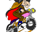 Desenho Bruxa numa moto pintado por Silvino