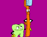 Desenho Dentes e escova de dentes pintado por ana clara