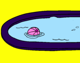 Desenho Bola na piscina pintado por julia de sene 