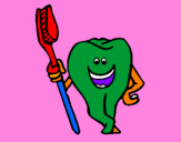 Desenho Dentes e escova de dentes pintado por gustavo