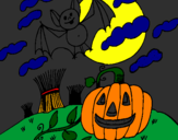 Desenho Paisagem Halloween pintado por diogo