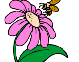 Desenho Margarida com abelha pintado por Flor