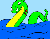 Desenho Monstro do lago nes pintado por Marinho