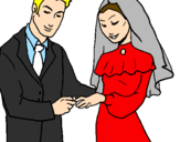 Desenho Intercâmbio de alianças pintado por o casamento