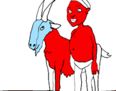 Desenho Cabra e criança africana pintado por AL 5