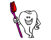 Desenho Dentes e escova de dentes pintado por Lucas Santana-Guarujá