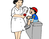 Desenho Enfermeira e menino pintado por Mafalda L.