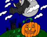 Desenho Paisagem Halloween pintado por filipe