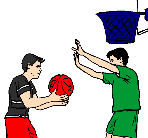 Desenho Jogador a defender pintado por basquete