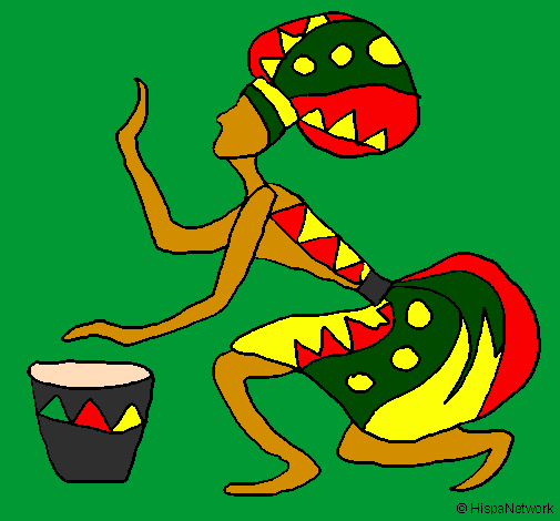Desenho Mulher com tambor pintado por axe bahia