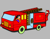 Desenho Bombeiros no camião  pintado por samara ketuly