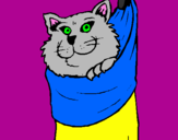 Desenho Gato dentro de uma meia pintado por rafaela