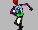 Desenho Esqueleto contente pintado por momo