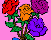 Desenho Ramo de rosas pintado por flores