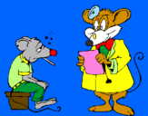 Desenho Doutor e paciente rato pintado por rafaela
