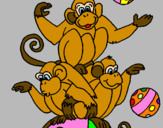 Desenho Macacos a fazer malabarismos pintado por florzinha