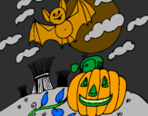 Desenho Paisagem Halloween pintado por Evelyn