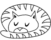 Desenho Gato a dormir pintado por gato