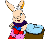 Desenho Coelho da Páscoa com regador pintado por coelho da pascoa